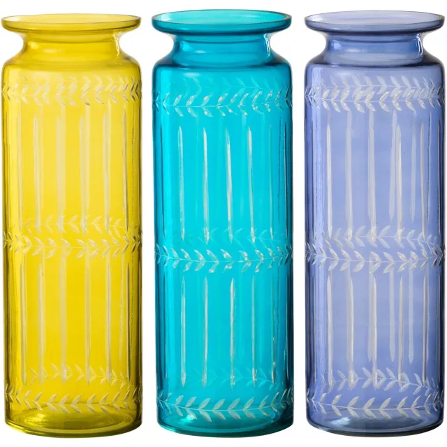 J-Line vaas Tarifa - glas - mix - 3 stuks - 30 cm hoog Multi