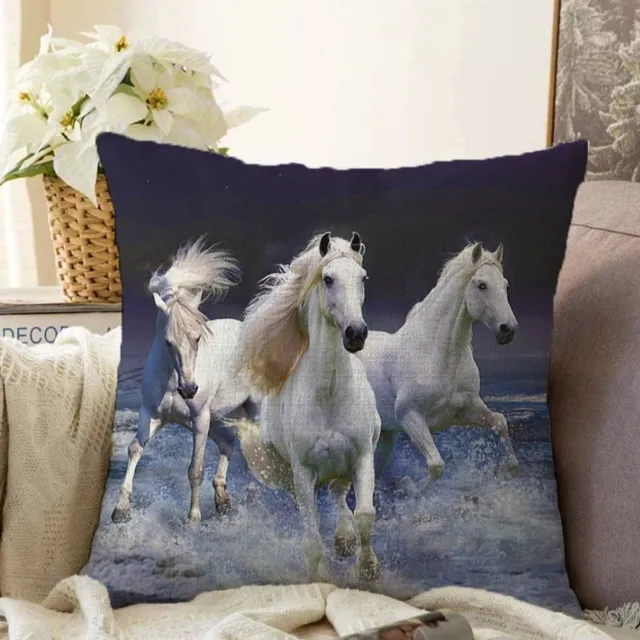 De Groen Home Kussensloop - kussenhoes - Sierkussenhoes - hoes voor vloerkussens - 70x70cm - Paarden - Kussenhoesje Grijs