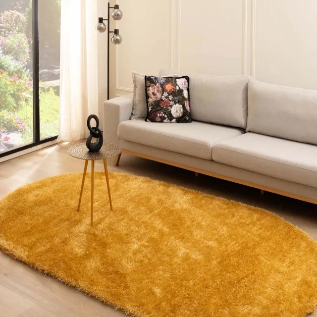 Tapeso Velvet vloerkleed ovaal - Posh goud 150x240