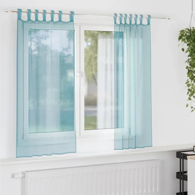 vidaXL Gordijnen Voile met lussen 2 st 140x140 cm turkoois Turquoise