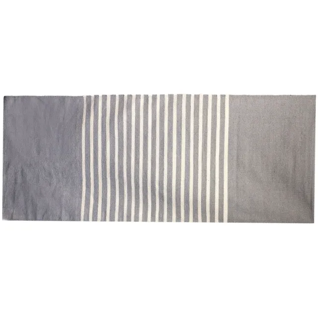 Ancient Wisdom Vloerkleed - Indiaas katoenen vloerkleed 70x170cm - grijs - tapijt - vloerbedekking - decor - handgemaakt - textiel