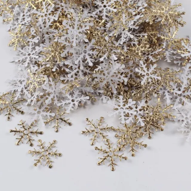 Akyol kerstversiering - sneeuwvlok - goudkleur - versiering - sneeuwvlokjes - 50 stuks - feestdagen - decoratie - kerstversiering - kerst decoratie - tafel decoratie kerst - kerst Zilver en goud