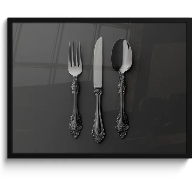 FrameYourWall Poster in lijst - Fotolijst 70x50 cm - Posters - Bestek - Zwart - Posterlijst zwart - Decoratie - Wanddecoratie woonkamer - Muurdecoratie slaapkamer