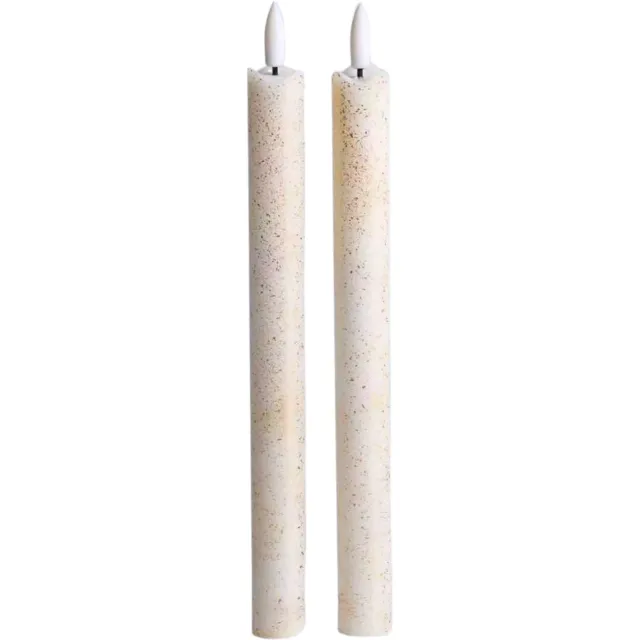Aifcandles LED Pillar Kaars Wit met Gouden Spetters - Set van 2 - Incl. Batterij - Timerfunctie - Werkt met Afstandsbediening - Aifcandles