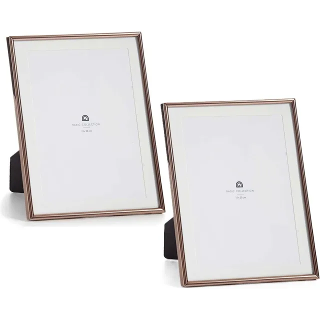 Giftdecor Fotolijstje voor 15 x 20 cm foto - 2x - koper - metaal - frame 23 x 28 cm - passe partout