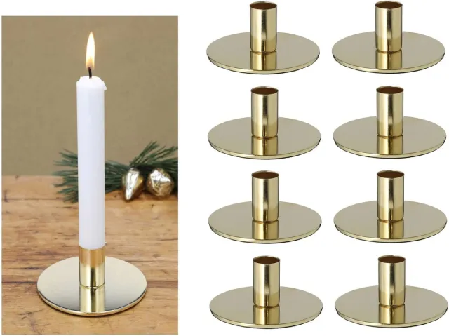 Novaliv 8x kaarsenhouders goud metaal 10x5cm kerst adventskrans kaarsenhouder stokkaarsen kandelaar scandinavisch chic tafeldecoratie woondecoratie retro decoratieve schaal kerstdecoratie kaarsenhouder