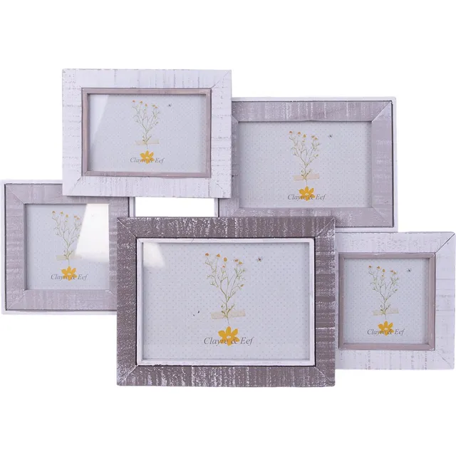 Clayre & Eef Fotolijst 18x13 cm Grijs Wit Hout