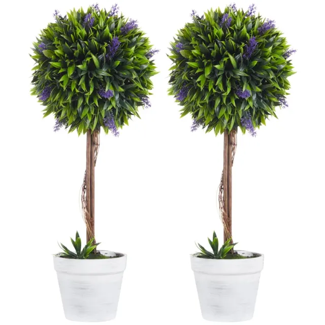 ZYLARO Kunstplanten - Set van 2 - Kunstlavendelstelen - Inclusief plantenbak en kunstmos - Wit groen en paars