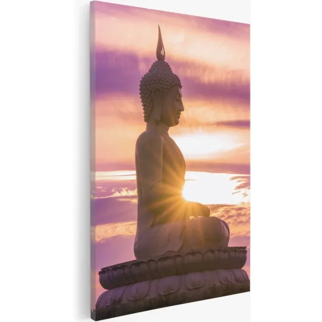 Saammp Canvas Schilderij - Boeddha bij mooie lucht - 50x70 - Foto op canvas - Wanddecoratie - Muurdecoratie Woonkamer - Canvas schilderijen Multicolor