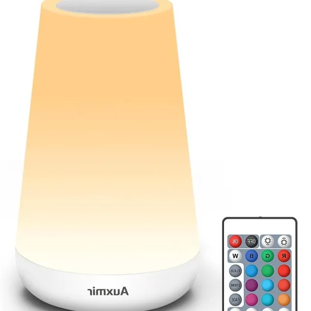 RFWR Dimbaar Nachtlampje met Afstandsbediening, 13 Kleuren, 5 Helderheid Niveaus, USB LED Tafellamp voor Slaapkamer en Kamperen Veelkleurig