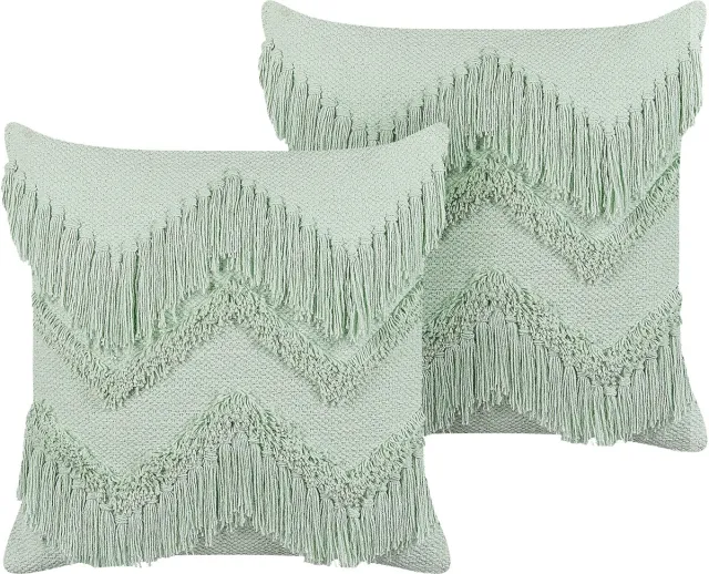 Beliani BACOPA - Sierkussen set van 2 - Lichtgroen - 45 x 45 cm - Katoen