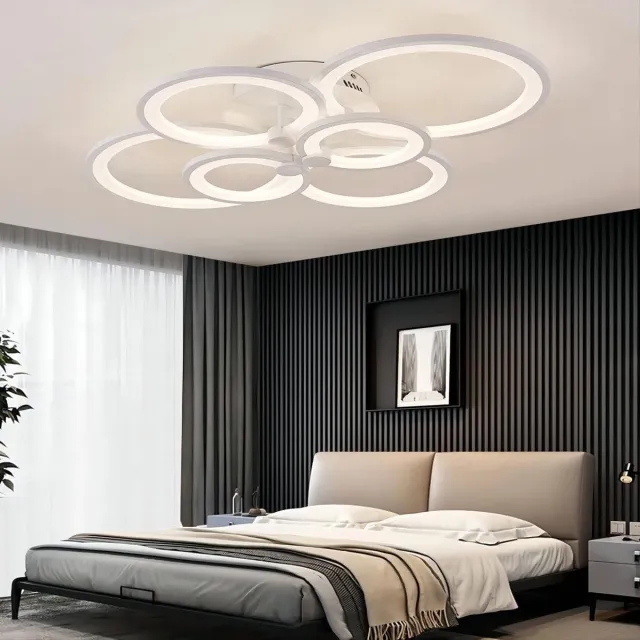 Haobosic Plafondlamp - 78cm - Groot - 76W - Dimbare LED - Met Afstandsbediening - Instelbare Helderheid 10% -100% Wit