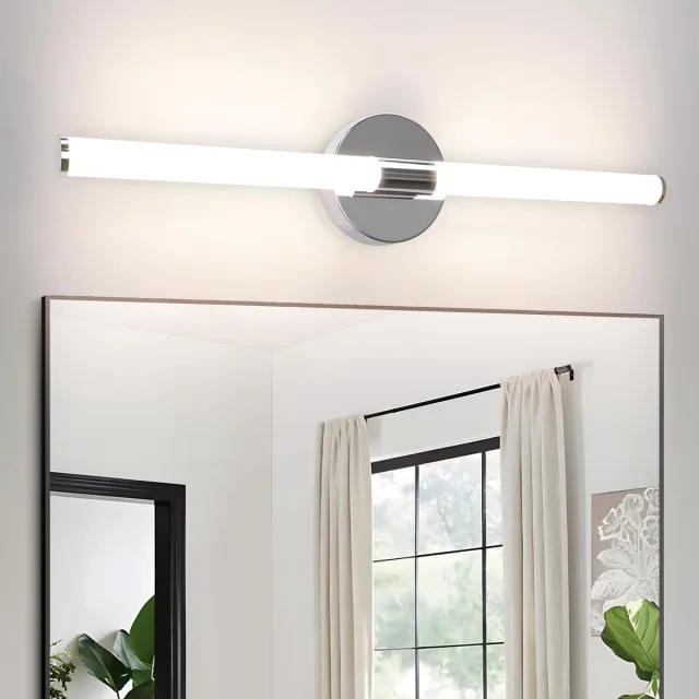 Glitzerlife Wandspots - Badkamerlampen - IP44 Wasserdicht - 8W 4000K Neutraal Wit - PC Materiaal - Modern Design - Ø60cm - Chroomplaat Chroomkleurig