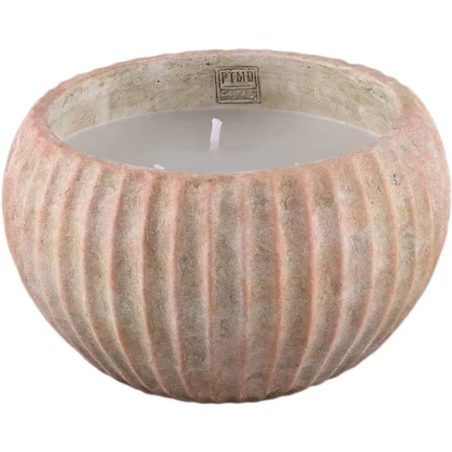 PTMD Elora Brown Cement Outdoor Candle Ribbed Bruin