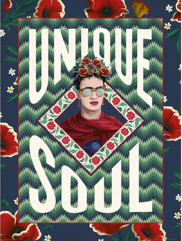 Frida Kahlo Art Print 'Unique Soul' groen