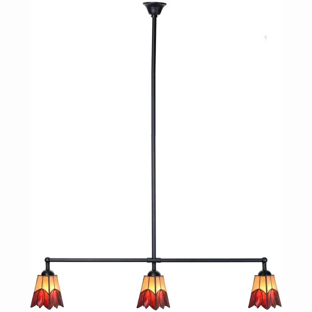 Coloured by Art Tiffany T-lamp 3 lichts Fleur de Vanneau Kievitsbloem - Art Deco Trade Rood