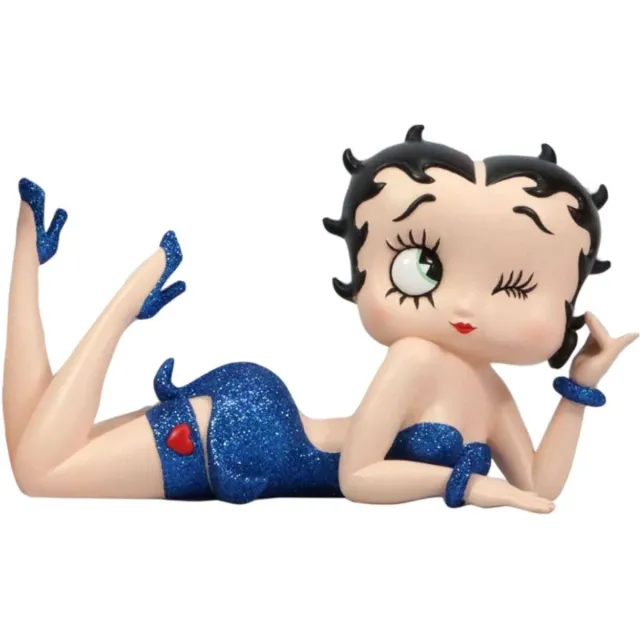 Betty Boop Liggend (Blauw Glitter) Beeld