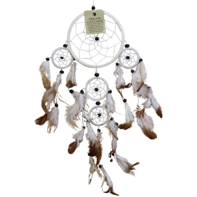 Ruben Robijn Dromenvanger - 11cm - Creme - alleen veren - 5 ringen
