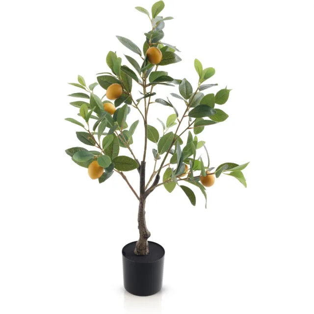 Meisterhome Kunstplant Citroenboom Citroenplant 80 cm – Lemon Tree – Met Gele Citroenen – Inclusief Pot – Realistisch Groen