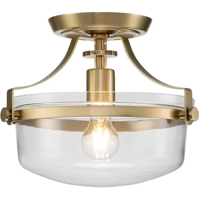 Quoizel LED Plafondlamp Penn Station | 1X E27 Max 60W | Dimbaar | Brushed Brass Geen