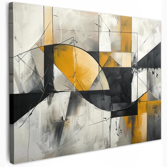 Ibenzoa Moderne Goud-Grijze Wanddecoratie op Canvas voor Diverse Kamers - 40x30 cm Modern - Goud