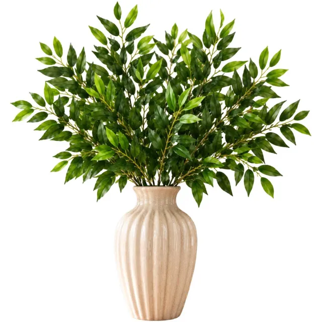 Mica Decorations Kunstplant takken Ruscus - 4x - H72 cm - lichtgroen - kunststof - bladgroen - siertakken