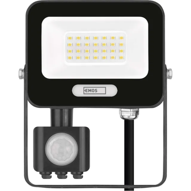Emos GLARO LED-schijnwerper met bewegingssensor, 20 W, zwart, IP54, 2000 lm, neutraal wit, ZS2324B