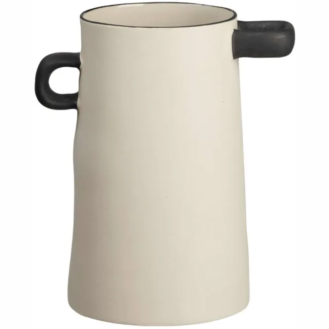 ASA Selection rayu vaas naturel, bloemenvaas, decoratieve vaas, steengoed, beige / zwart, H 21,5 cm, 84003130