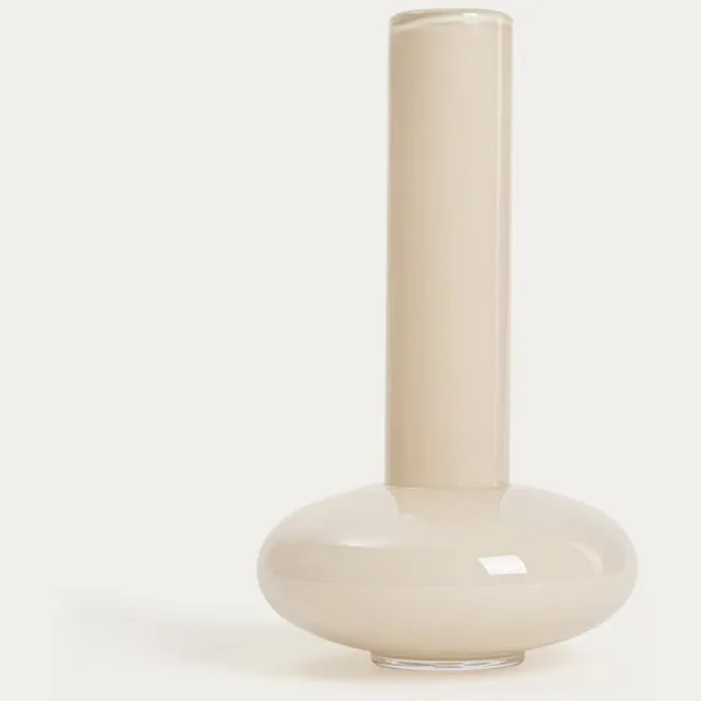 Homla Hoog Glazen Vaas MONERA Beige 15,7x28 cm - Stijlvolle Decoratie