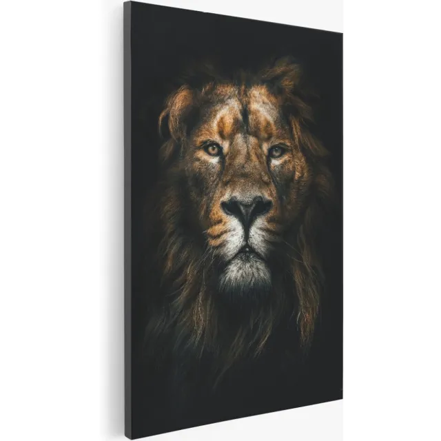 Saammp Canvas Schilderij - Leeuw - Portret - Dieren - Vintage - 30x40 - Foto op canvas - Wanddecoratie - Muurdecoratie Woonkamer - Slaapkamer decoratie - Canvas Print Multicolor