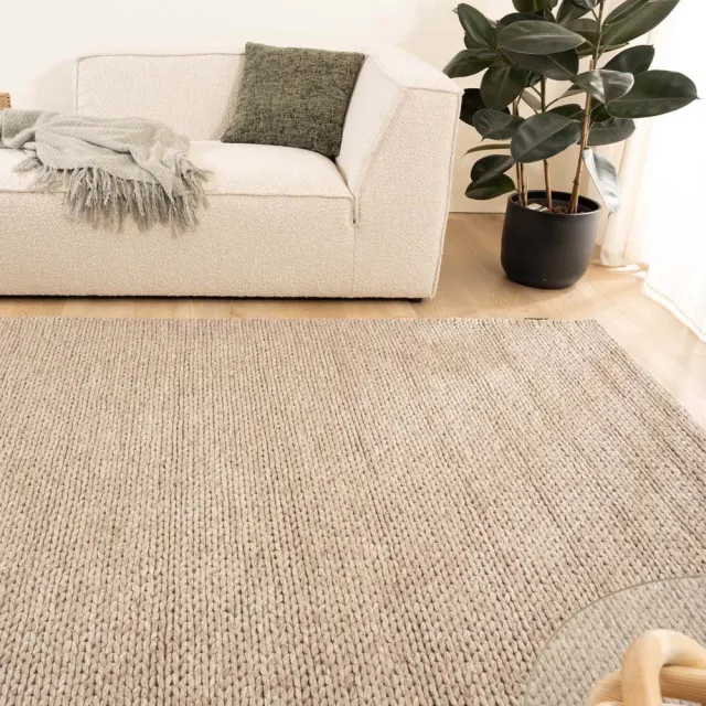 Nordic Weavers Wollen vloerkleed - Hyssing zandkleur 300x400