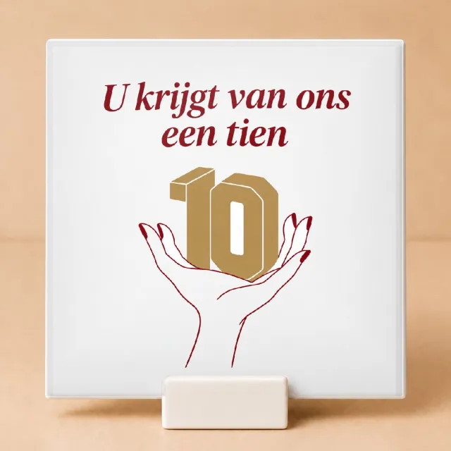 Bedruk King Minimalistische Meester 'U verdient een pauzebel' Tegel – Handgetekende Lijntekening voor Docenten en Leraren - 15 x 15 cm met houder Wit