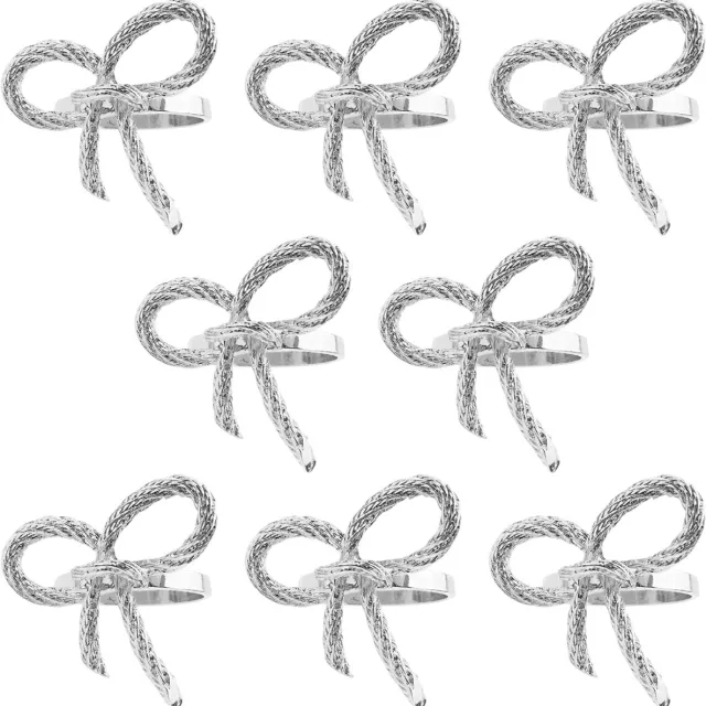 QTTVBTNA 8 Stuks Strikservetringen - Metalen Servetringen met Vlinder & Bloem Motief - Feestelijke Tafeldecoratie voor Bruiloft & Kerst - Luxe Servethouders voor Hotel & Feestzaal - Tafelaccessoires - Zilver