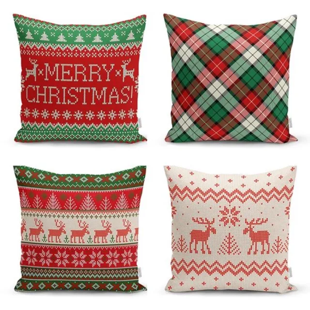 De Groen Home Kussensloop - kussenhoes - Sierkussenhoes - hoes voor sierkussens Velvet set van 4 stuk - 45x45 - Kerst decoratie- De Groen Home Rood