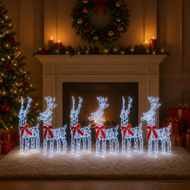 vidaXL Kerst Rendier 6 st 540 LED's Koel wit