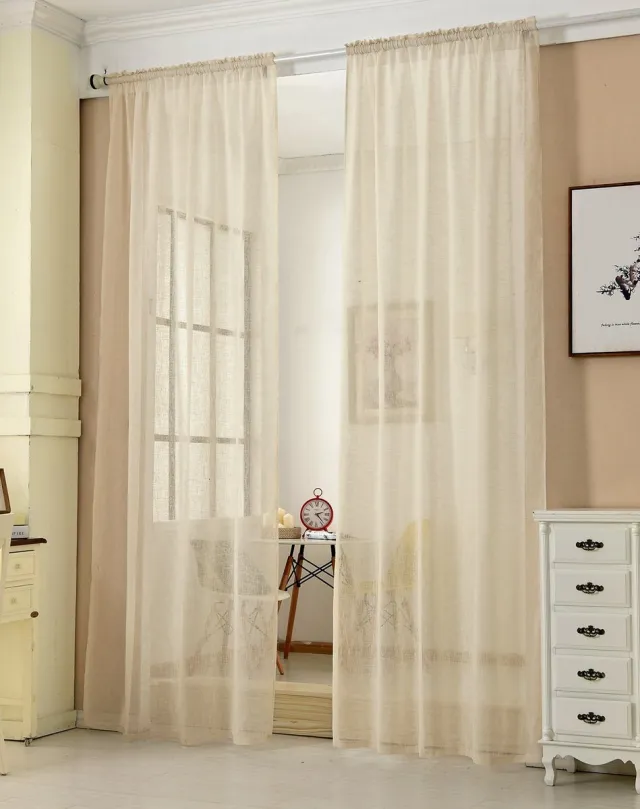 Unyqoos Stijlvolle Transparante Gordijnen met Plooiband voor Diverse Kamers en Raambekleding, Set van 2, Zandkleurig, 140 x 225 cm beige