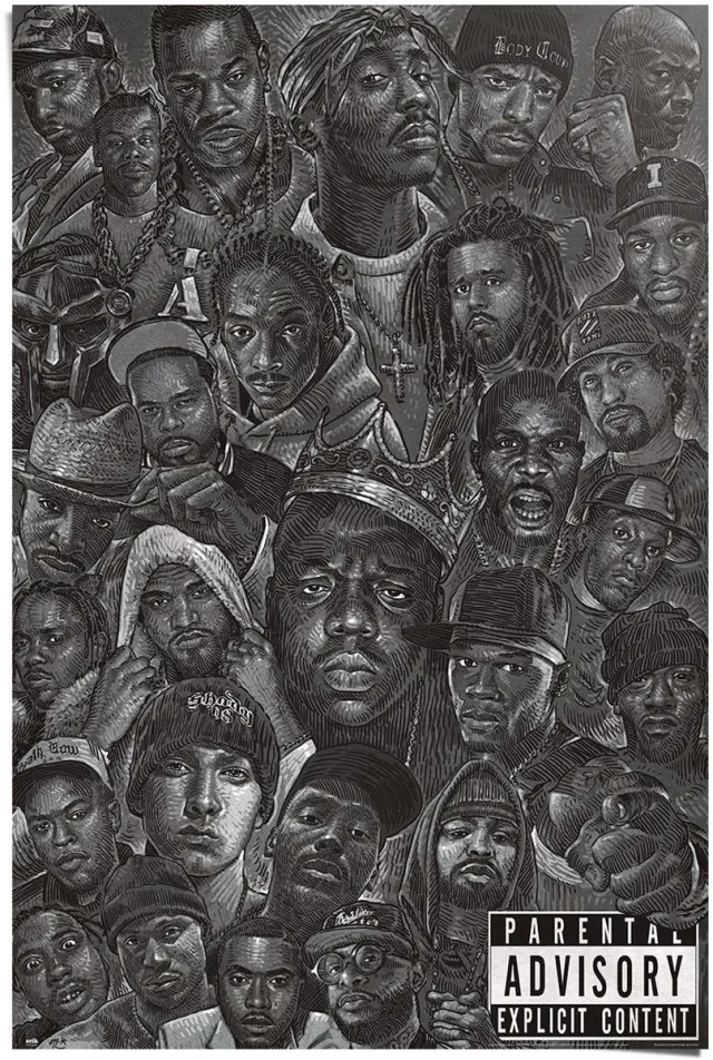 Reinders Poster Rap Icons - 91,5 x 61 - Papier - REINDERS zwart