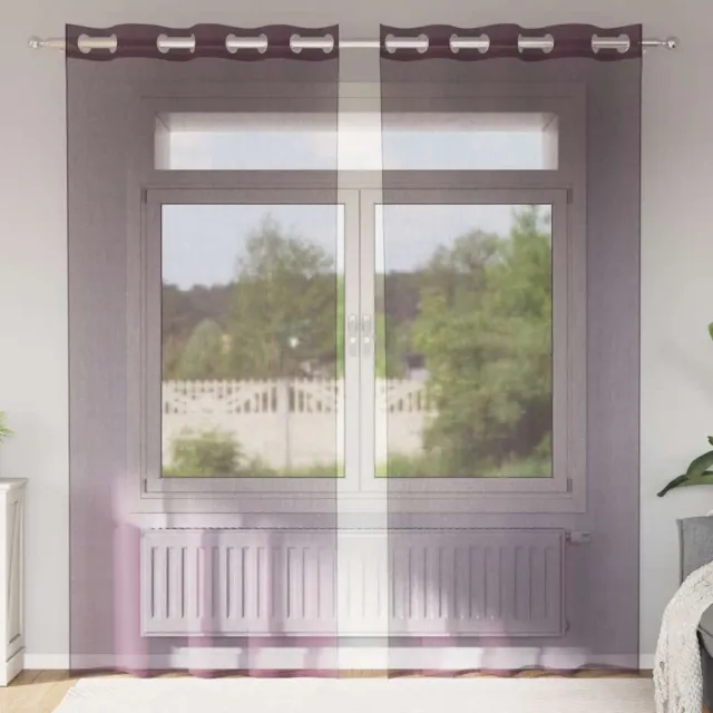 vidaXL Gordijnen voile met doorvoertules 2 st 140x225 cm paars