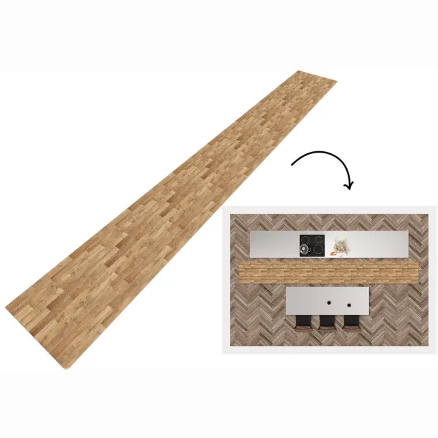 KitchenYeah Keukenloper 480x60 cm - Keukenmat vinyl Patroon - Parket - Patronen - Keukenmatten loper - Keuken vloerkleed tapijt