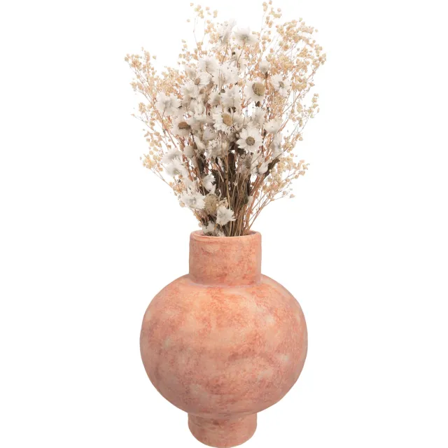 QUVIO Bloemenvaas - Keramiek - Bol - 25 cm - Oranje