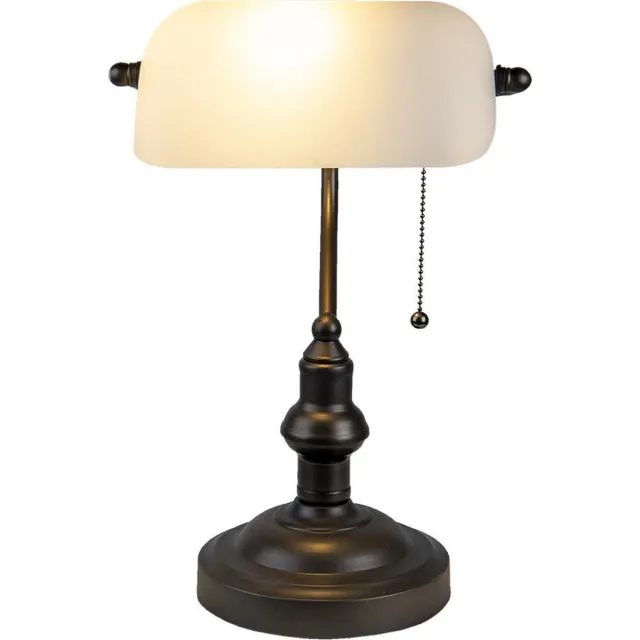 Lumilamp Bureaulamp Bankierslamp Ø 27x40 cm Wit Bruin Metaal