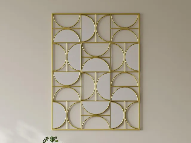 Vente-unique Gedeconstrueerde art-decospiegel in metaal - H 102 x B 77 cm - Goudkleurig - TAYAN