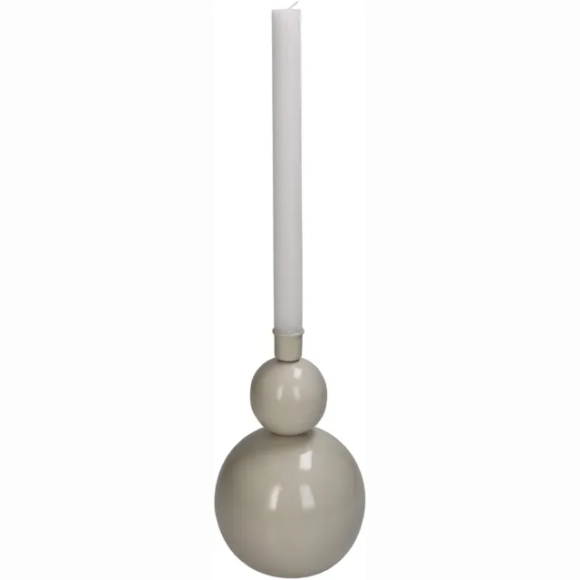 HD Collection Kandelaar Diek - Ronde metalen kandelaar - Ivoor - Sfeer Beige/Creme/Greige/Wit