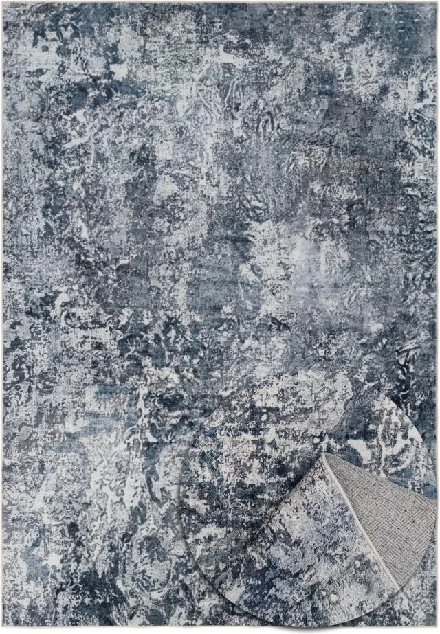 TESSO LIVING Modern Vloerkleed - Abstract Marmerlook - Zacht - Machinewasbaar Tapijt - Antislip - Premium Polyester Vezels - Blauw - 120cm x 160cm