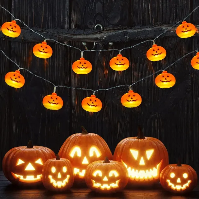 Mrilary 3 meter 20 LED Halloween pompoen LED-lichtsnoer met afstandsbediening voor indoor en outdoor feest- en Halloween-decoratie**