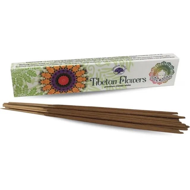 Green Tree Candle Company Green Tree Wierook Tibetan Flowers 15 gram Bruin
