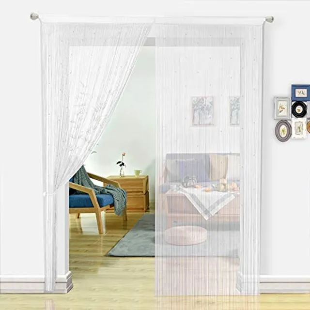 Unyqoos Decoratief Kralengordijn voor Woonkamer, Deurvenster of Stijlvolle Ruimteverdeler in Diverse Kleuren wit
