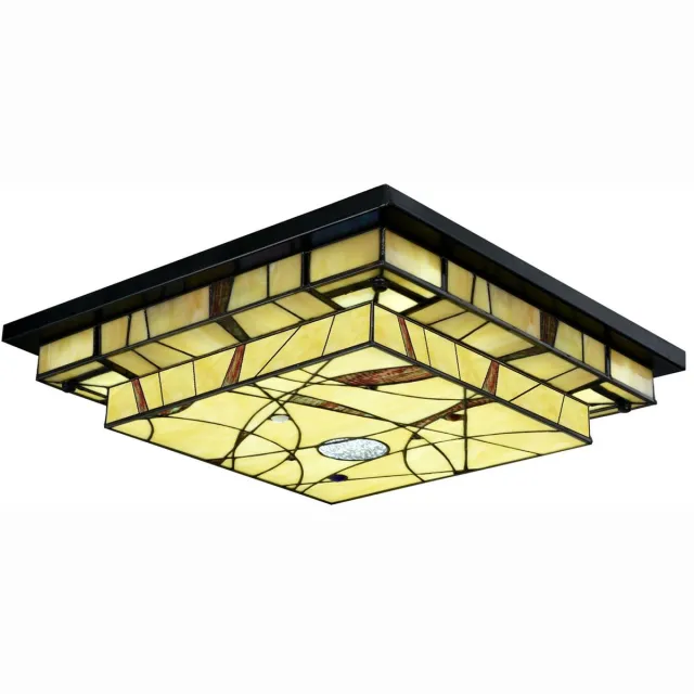 Coloured by Art Tiffany Plafonnière Mission Style LED - Art Deco Trade Zwart