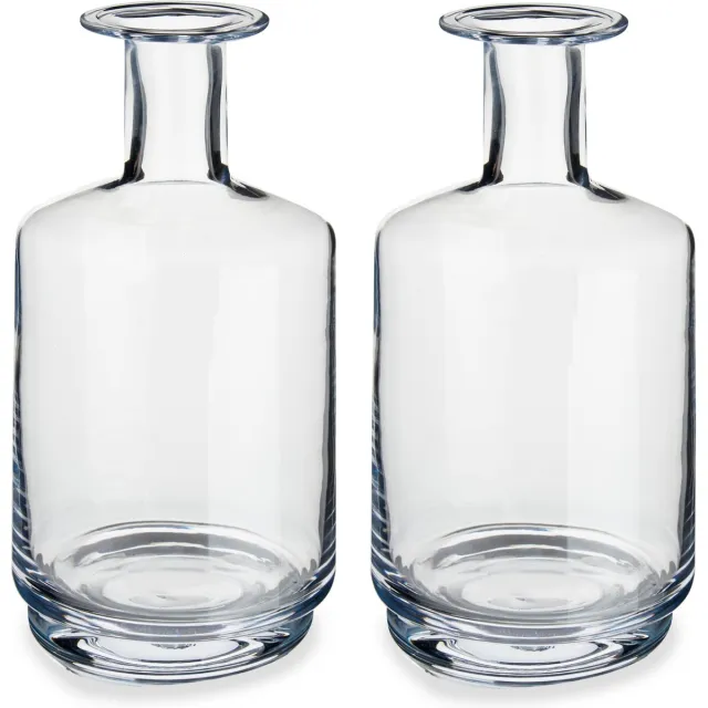 Arte r Giftdecor Bloemenvaas - Set van 2x stuks - flessenhals vorm - van glas - D17 x H28 cm - vazen - transparant