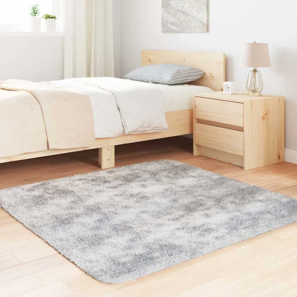 vidaXL Hoogpolig vloerkleed NAVARRA 120x120 cm polyester zilvergrijs, foto 3